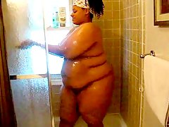 Black BBW wet and sexy in the shower